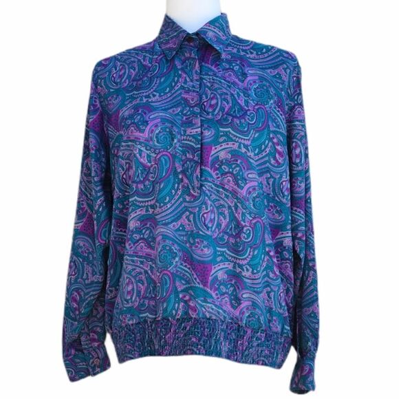 Alfred Dunner Multicolored Paisley Collared Blouse - Picture 3 of 10